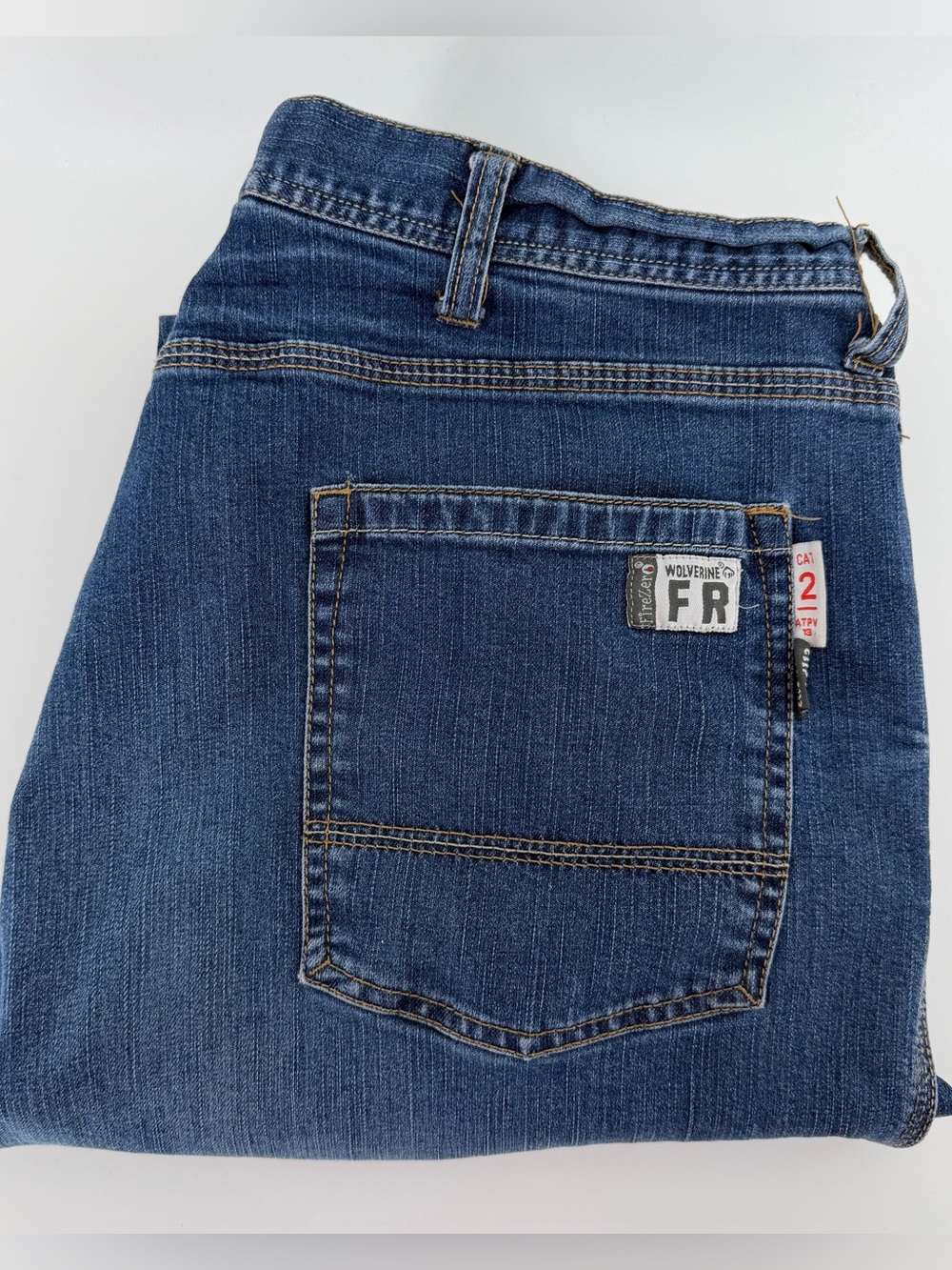 Wolverine FR Jeans Men 40x32 Flame Resistant Stretch Blue Denim Work Pants Cat 2